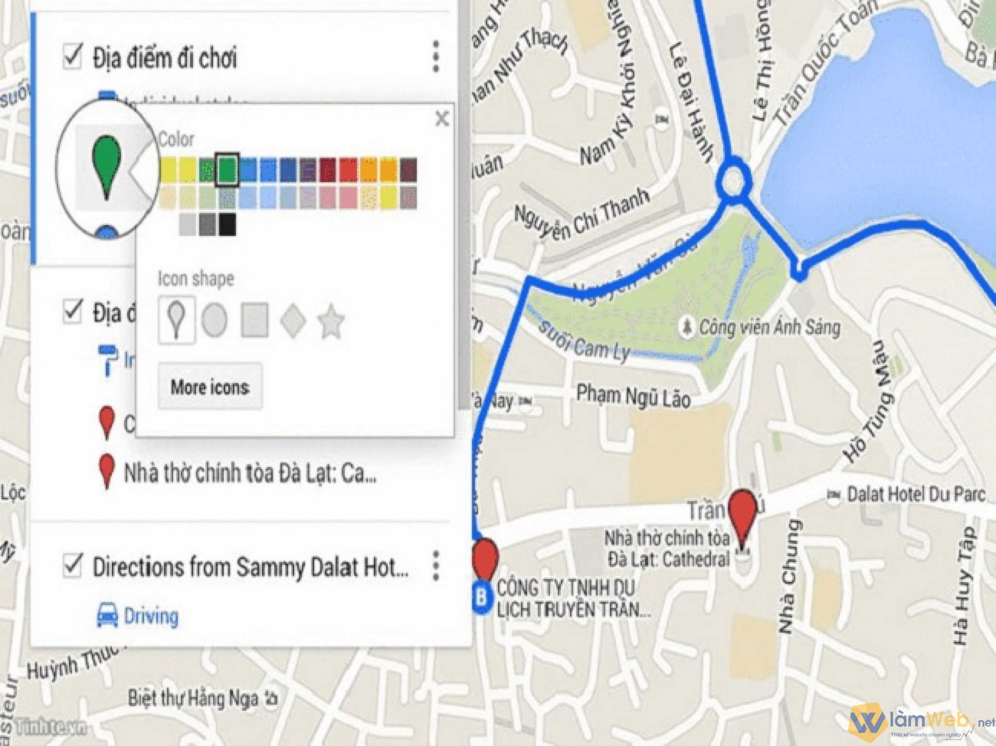 Người dùng có thể xác định bốn hướng Đông Tây Nam Bắc trên Google Maps.